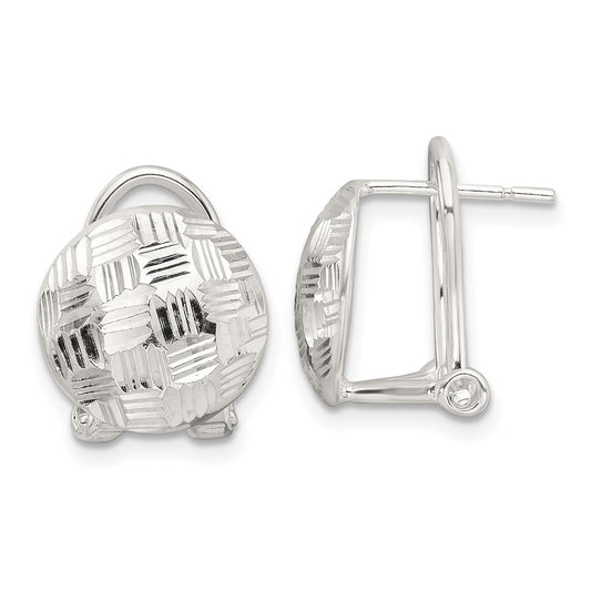 Sterling Silver Polished and Woven D/C Circle Omega Back Post Earrings