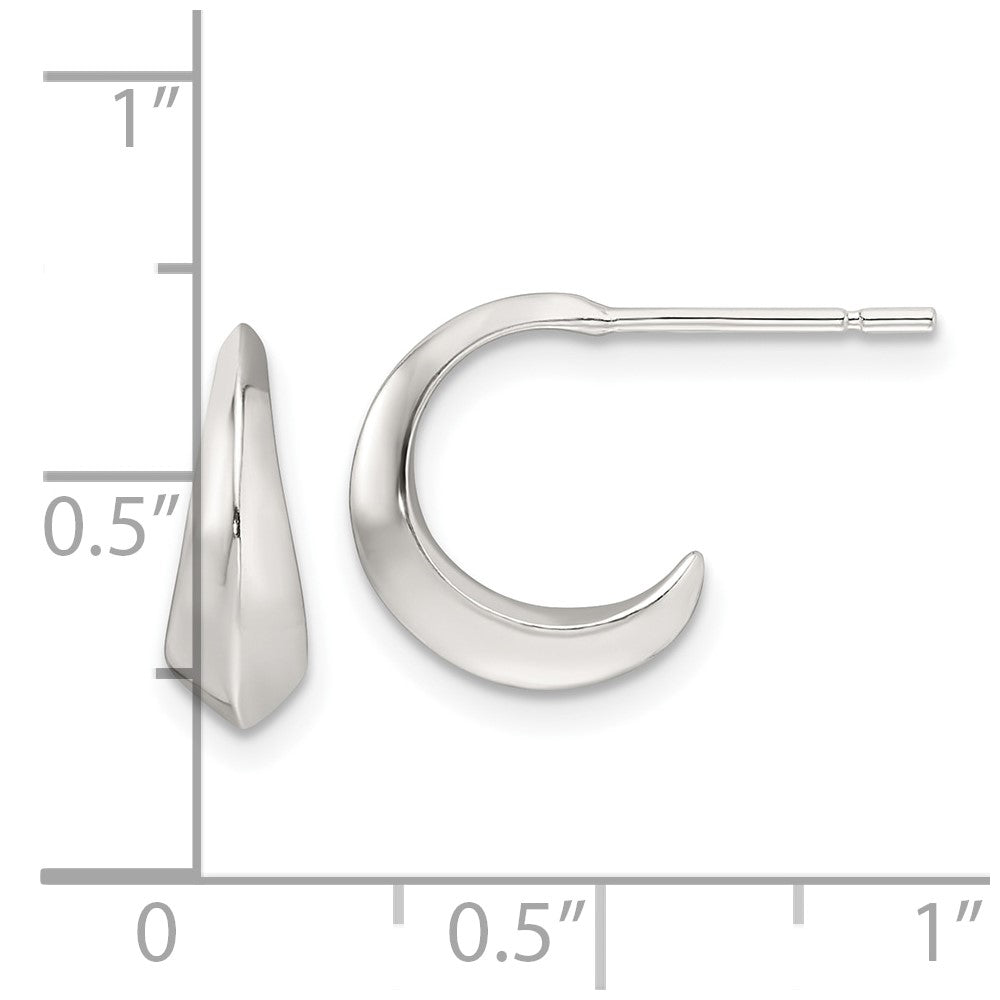 Sterling Silver Polished C-Hoop Post Earrings