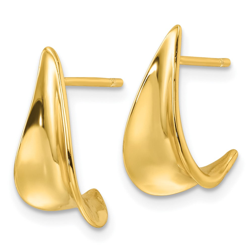 Sterling Silver Gold-tone Polished Fancy J Hoop Earrings