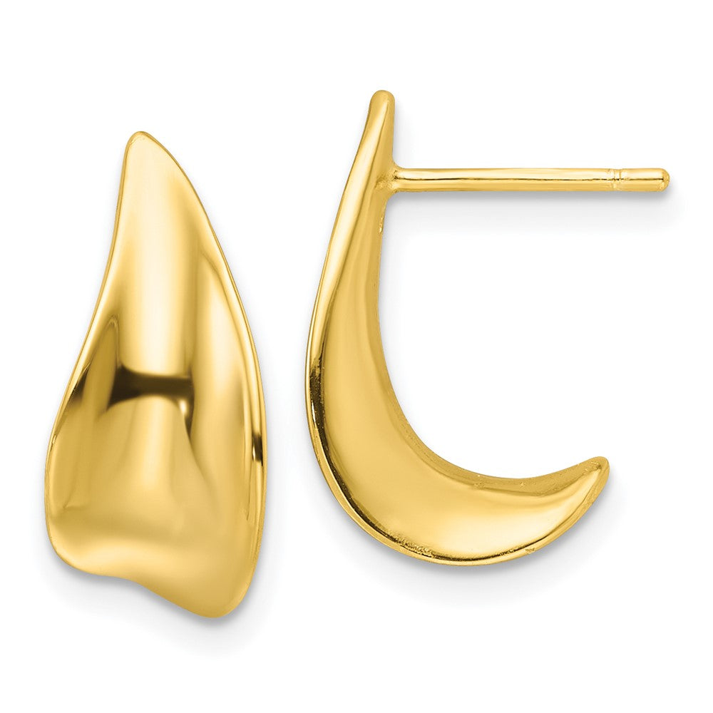 Sterling Silver Gold-tone Polished Fancy J Hoop Earrings