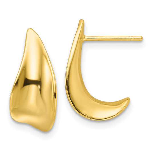 Sterling Silver Gold-tone Polished Fancy J Hoop Earrings