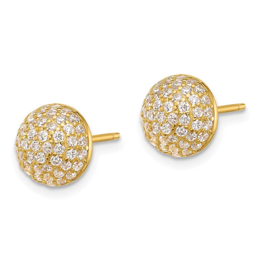 Sterling Silver Gold-tone Pav‚ CZ Domed Post Earrings