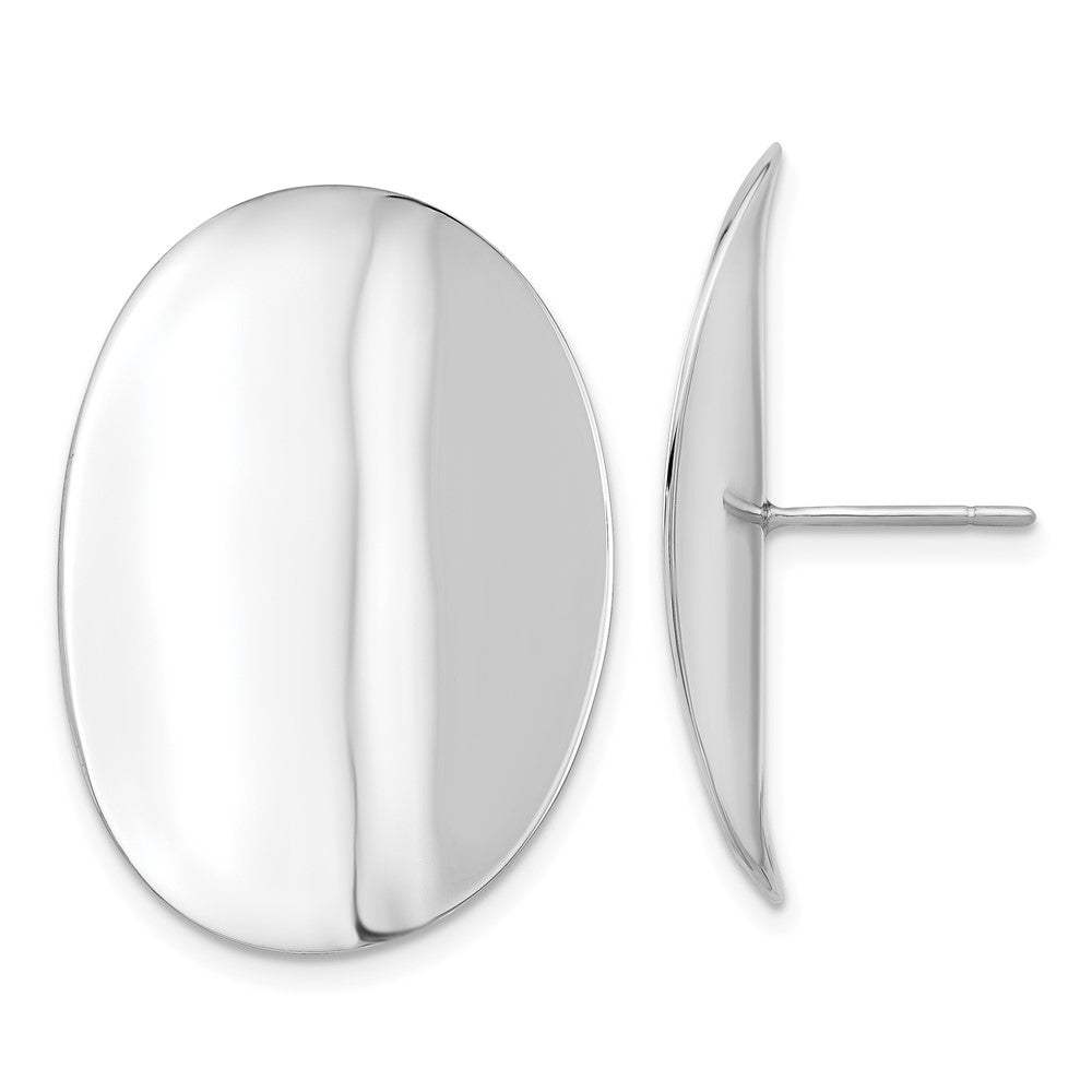 Sterling Silver Rhodium-plated Polished Concave Disc Post Earrings