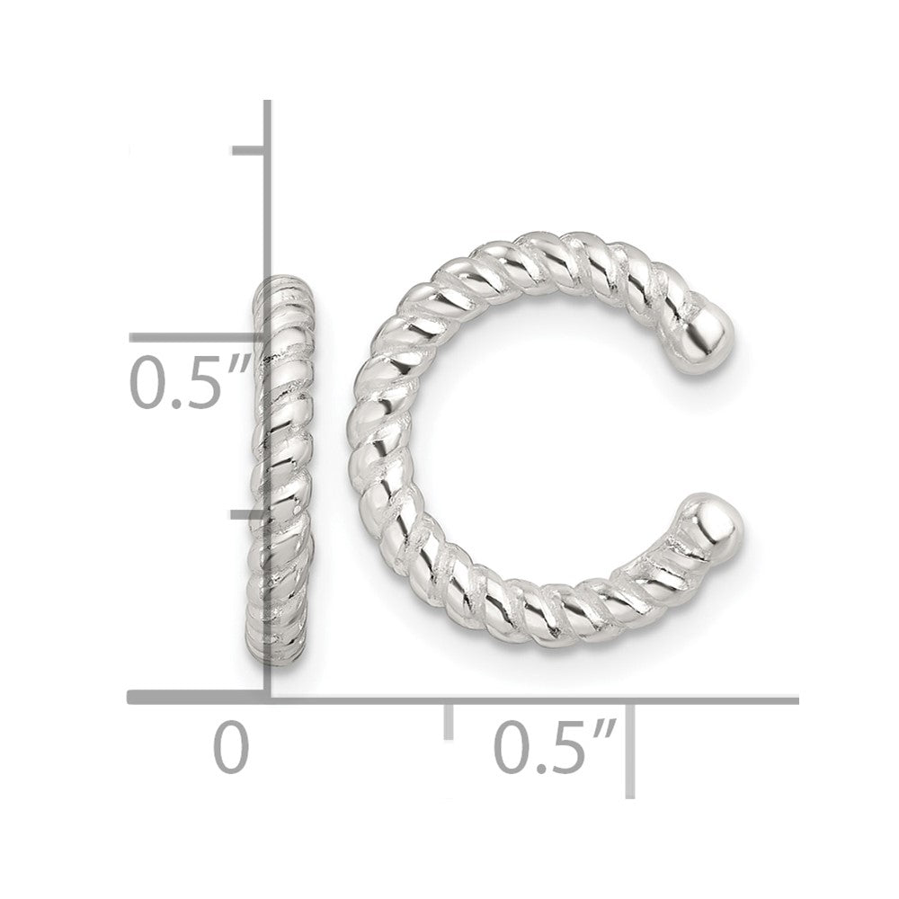 Sterling Silver E-Coating Polished Twisted Pair of 2 Cuff Earrings
