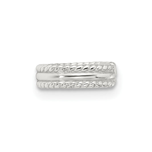 Sterling Silver E-coated Polished & Twisted Edges Single Cuff Earring