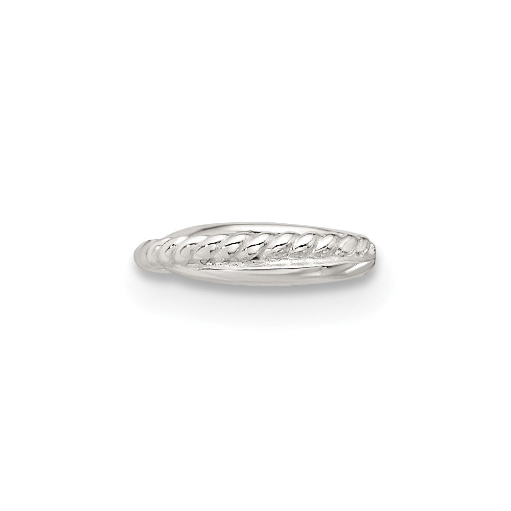 Sterling Silver E-coated Polished & Twisted Single Cuff Earring