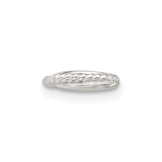 Sterling Silver E-coated Polished & Twisted Single Cuff Earring