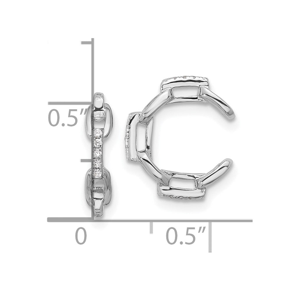 Sterling Silver Rhod-plated CZ Chain Link Design Pair of 2 Cuff Earrings
