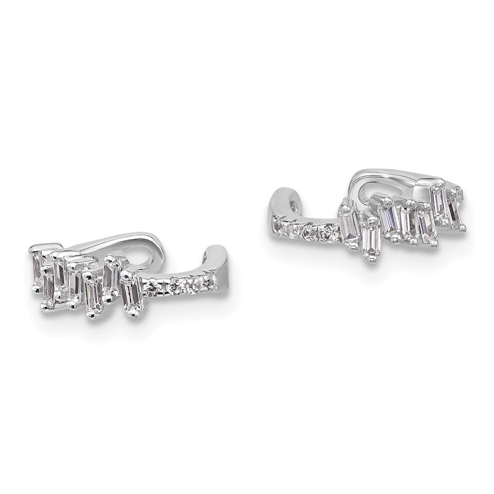 Sterling Silver Rhodium-plated Polished CZ Pair of 2 Cuff Earrings