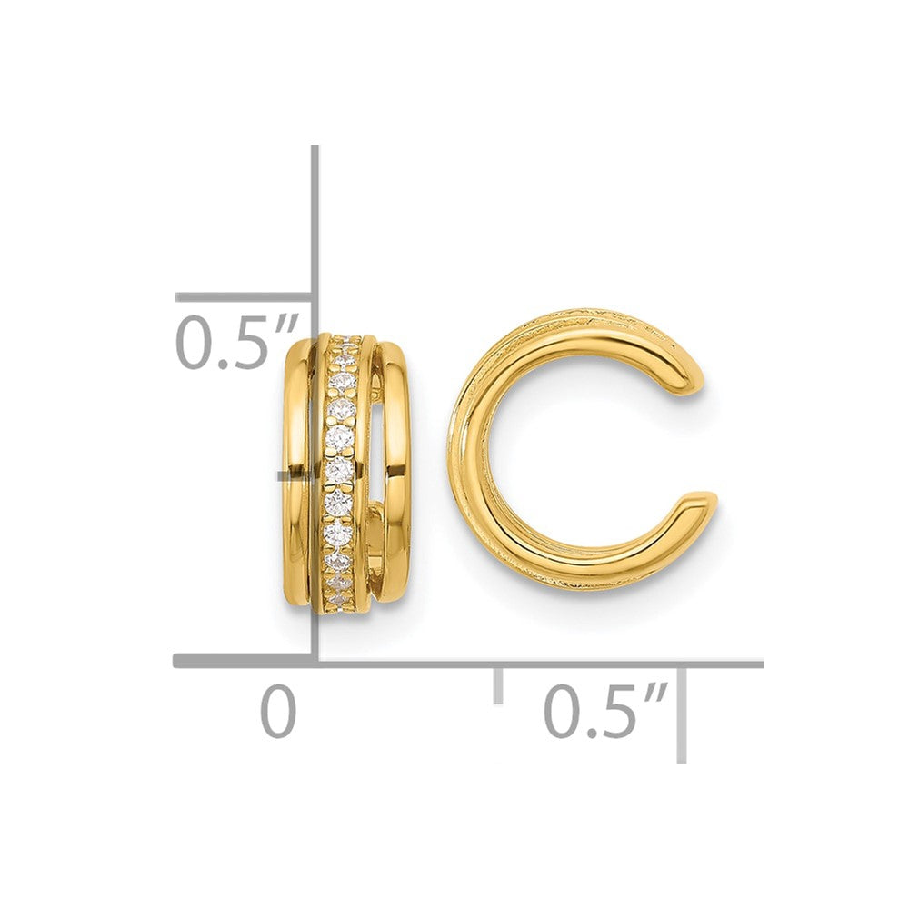 Sterling Silver Gold-plated Polished CZ Pair of 2 Cuff Earrings