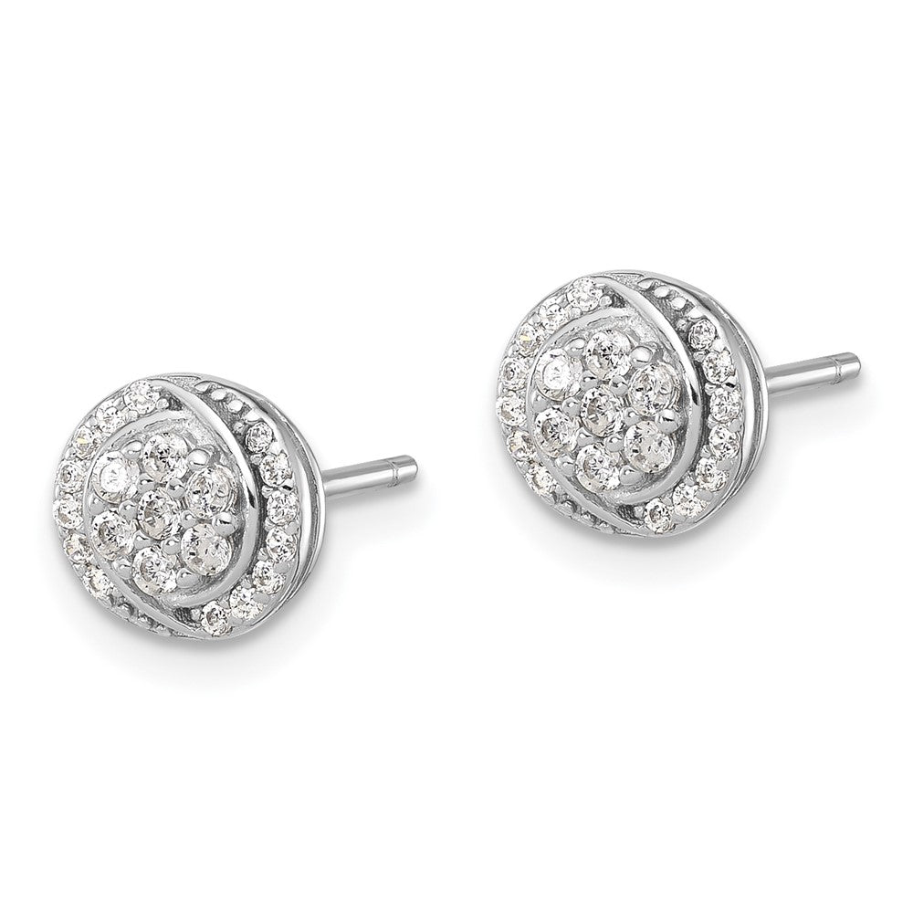 Sterling Silver Rhodium-plated Polished Cluster Pav‚ CZ Post Earrings