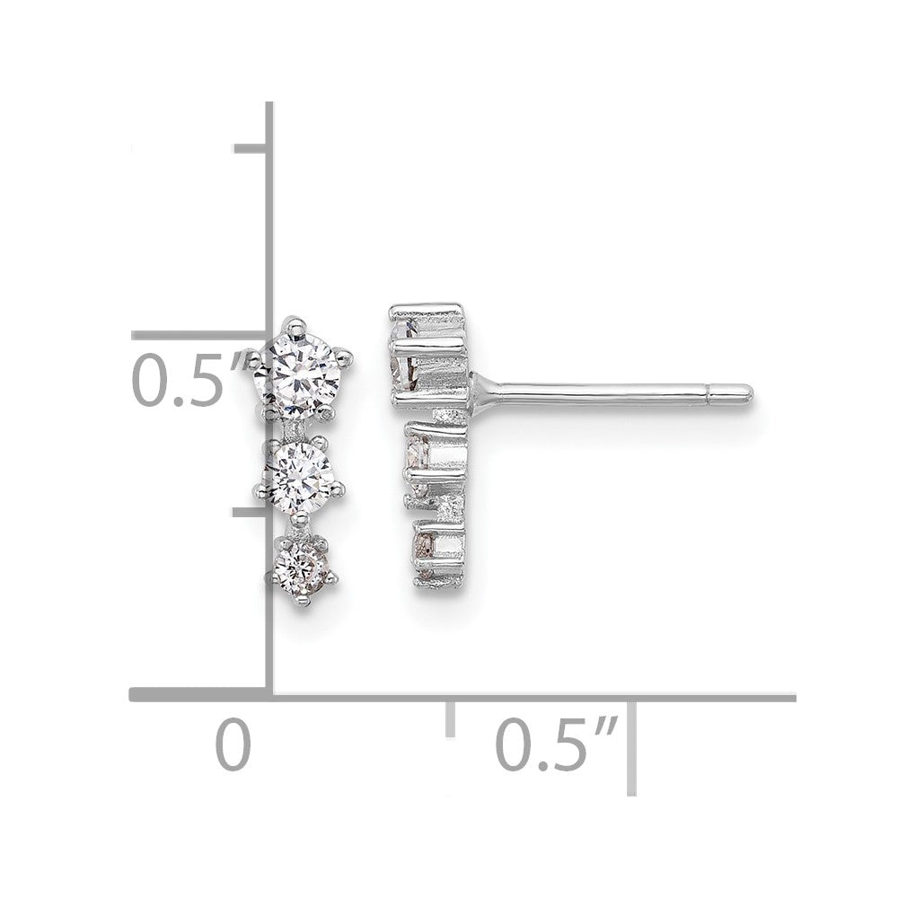 Sterling Silver Rhodium-plated Polished CZ Star Post Earrings
