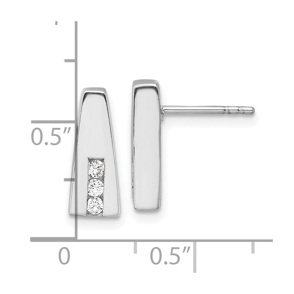 Sterling Silver Rhodium-plated Polished CZ Post Earrings