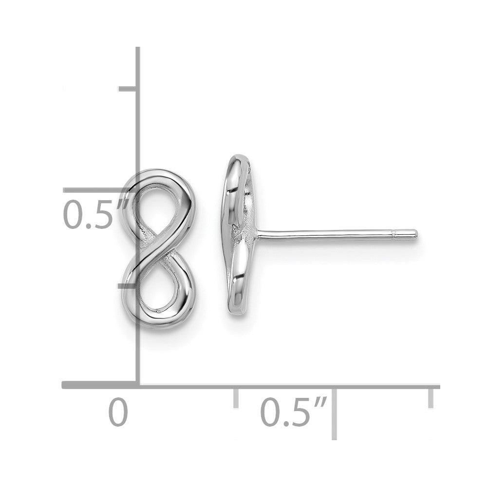 Sterling Silver Rhodium-plated Polished Infinity Post Earrings