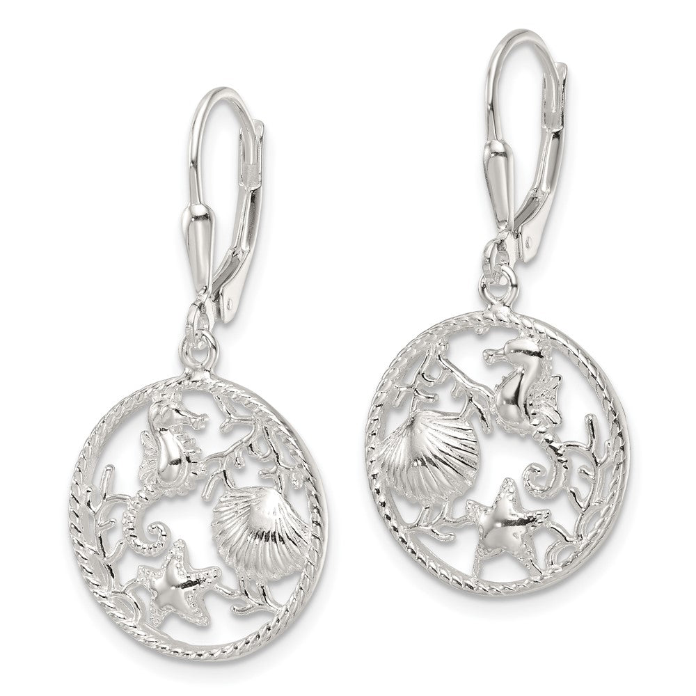 Sterling Silver Polished Circle Dangle Leverback Earrings