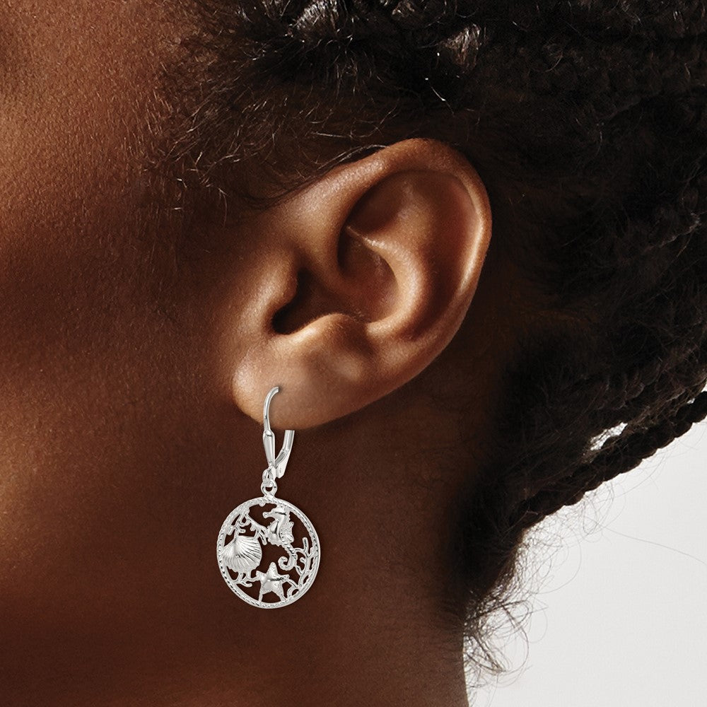 Sterling Silver Polished Circle Dangle Leverback Earrings