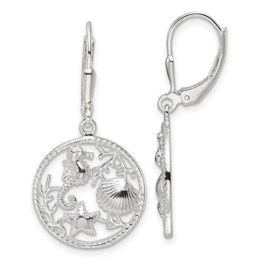 Sterling Silver Polished Circle Dangle Leverback Earrings