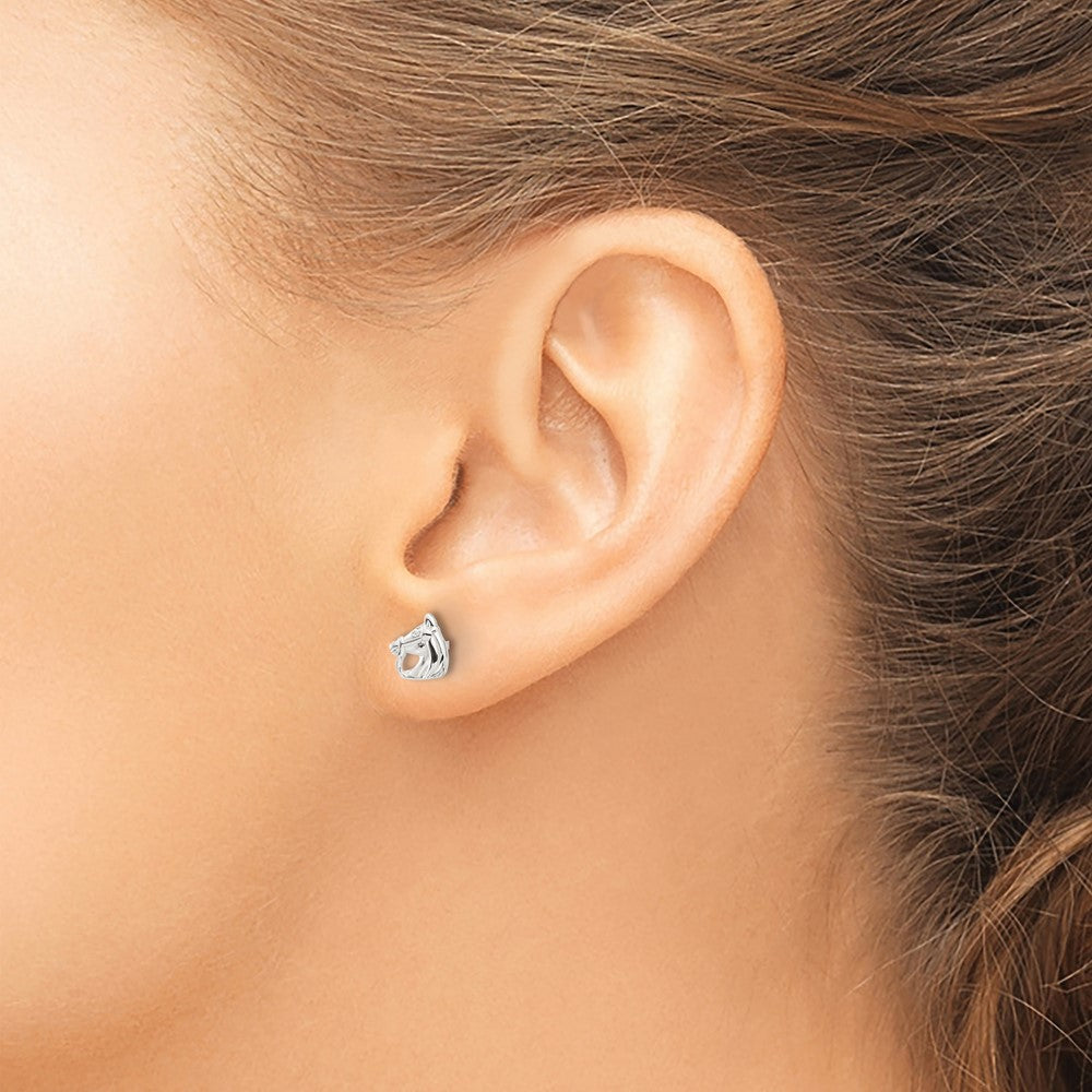 Sterling Silver E-coated Horse Post Earrings