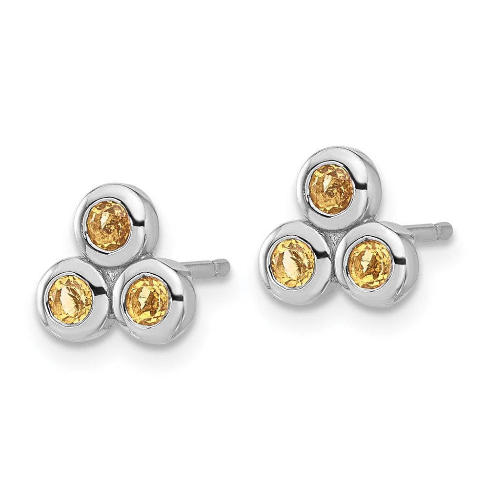 Sterling Silver Rhodium-plated Citrine Post Earrings