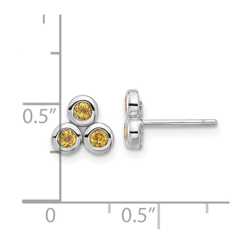 Sterling Silver Rhodium-plated Citrine Post Earrings