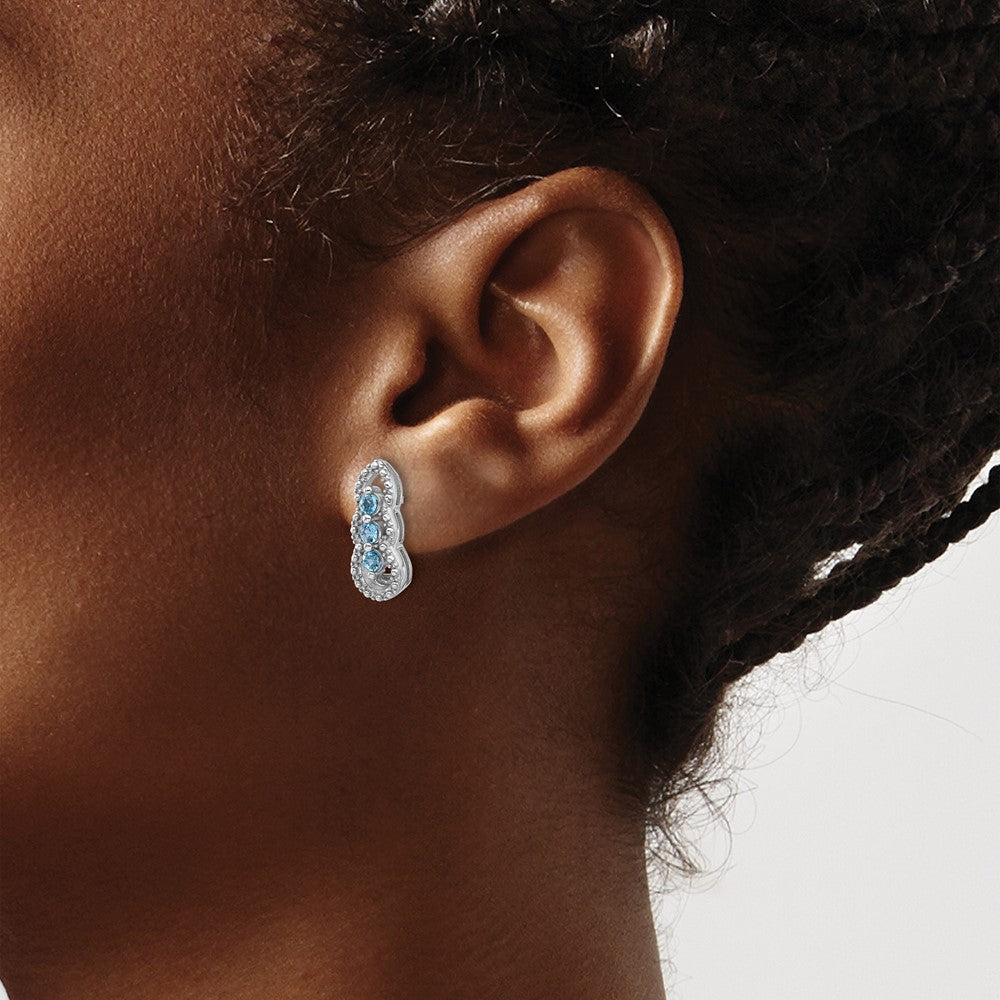 Sterling Silver Rhodium-plated Light Swiss Blue Topaz Post Earrings
