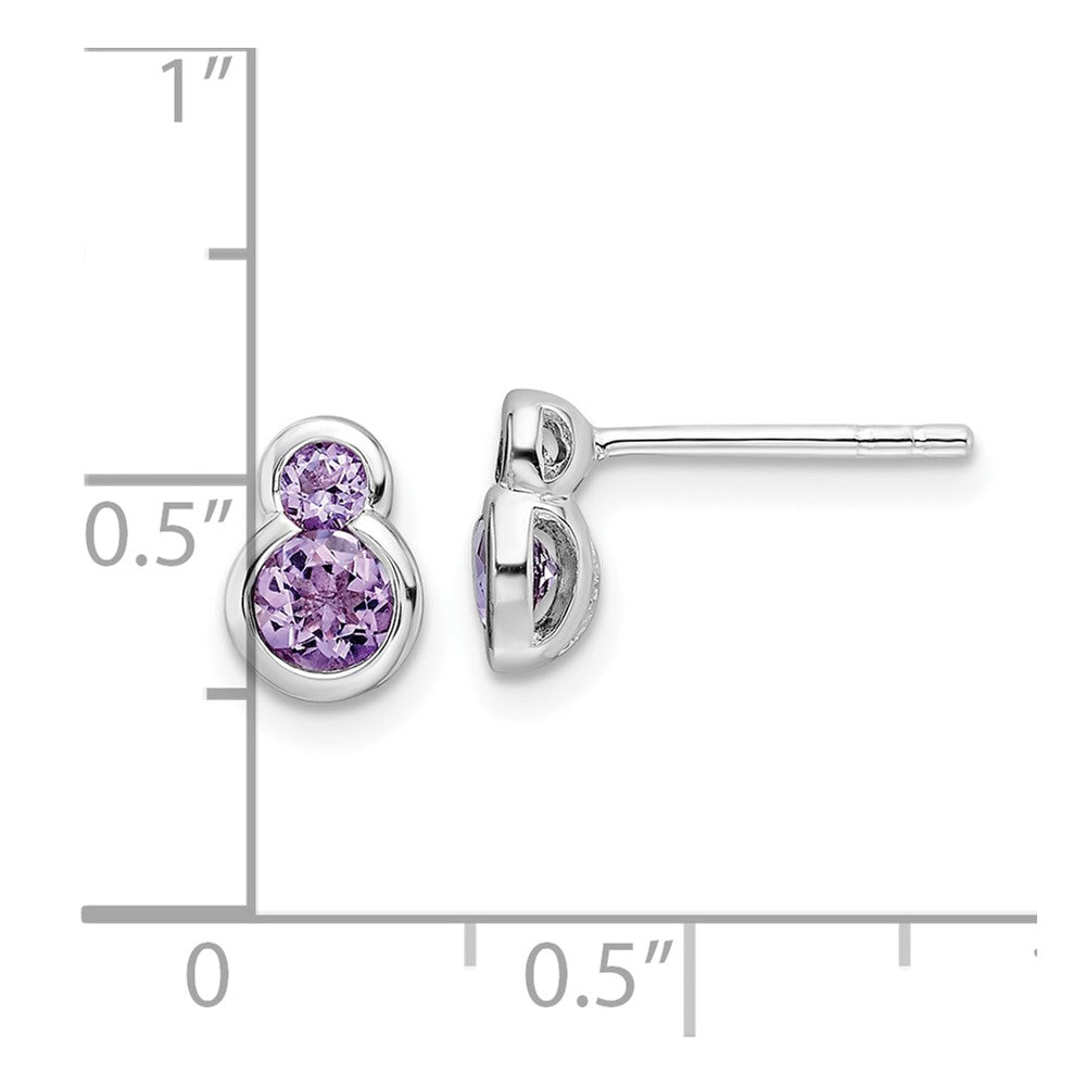 Sterling Silver Rhodium-plated Polished Amethyst Post Earrings