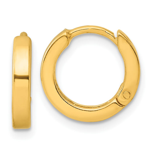 Sterling Silver Gold-tone Round Hinged Hoop Earrings
