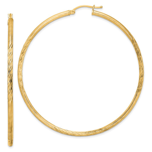 Sterling Silver Flash Gold-plated 2.5mm Polished/Satin D/C Hoop Earrings