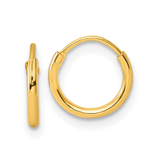 Sterling Silver Gold-tone 1.3mm Polished Endless Hoop Earrings