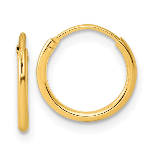 Sterling Silver Gold-tone 1.3mm Polished Endless Hoop Earrings