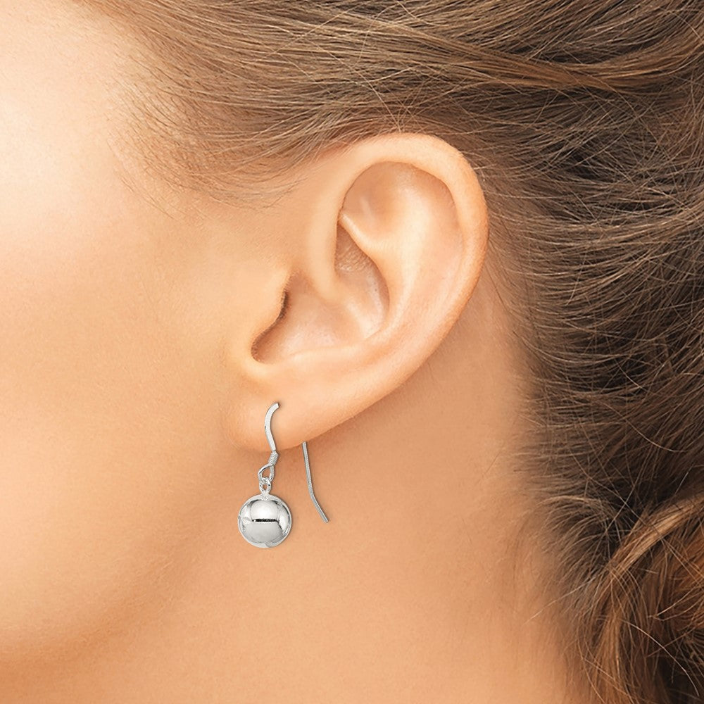 Sterling Silver 10mm Diamond Cut Bead Dangle Earrings