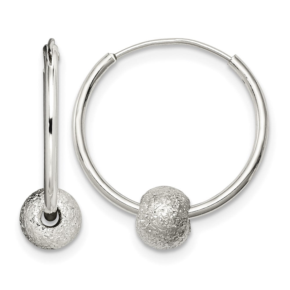 Sterling Silver Laser Bead Endless Hoop Earrings