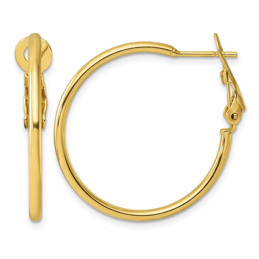 Sterling Silver Gold-tone Polished 2mm Omega Back Round Hoop Earrings