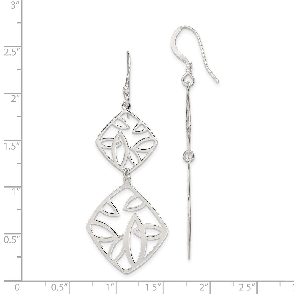 Sterling Silver Polished Fancy Geometric Dangle Earrings