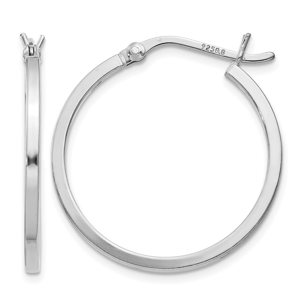 Sterling Silver Rhodium-plated 1.5x25mm Hoop Earrings