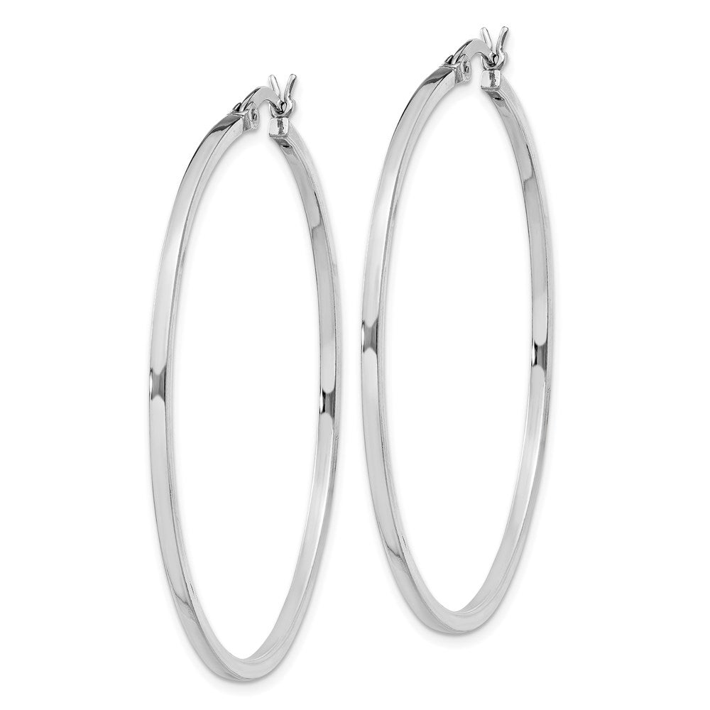 Sterling Silver Rhodium-plated 1.5x45mm Hoop Earrings