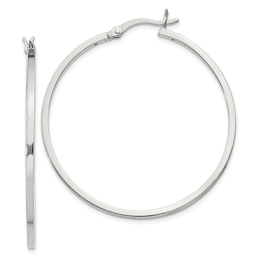 Sterling Silver 1.5x40mm Hoop Earrings