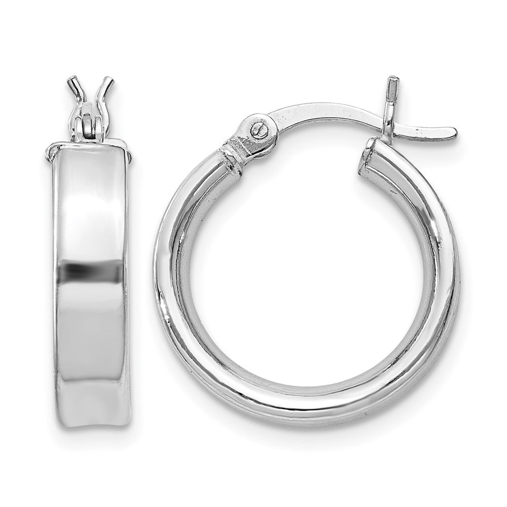 Sterling Silver Rhodium Plated 4x16mm Hoop Earrings