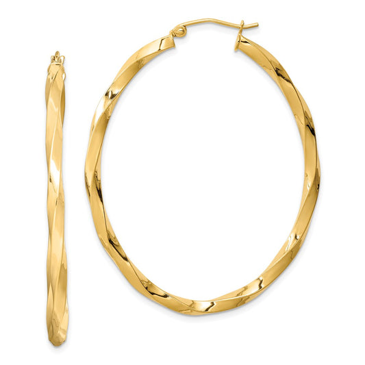 Sterling Silver Gold-plated Twisted 4mm Oval Hoop Earrings