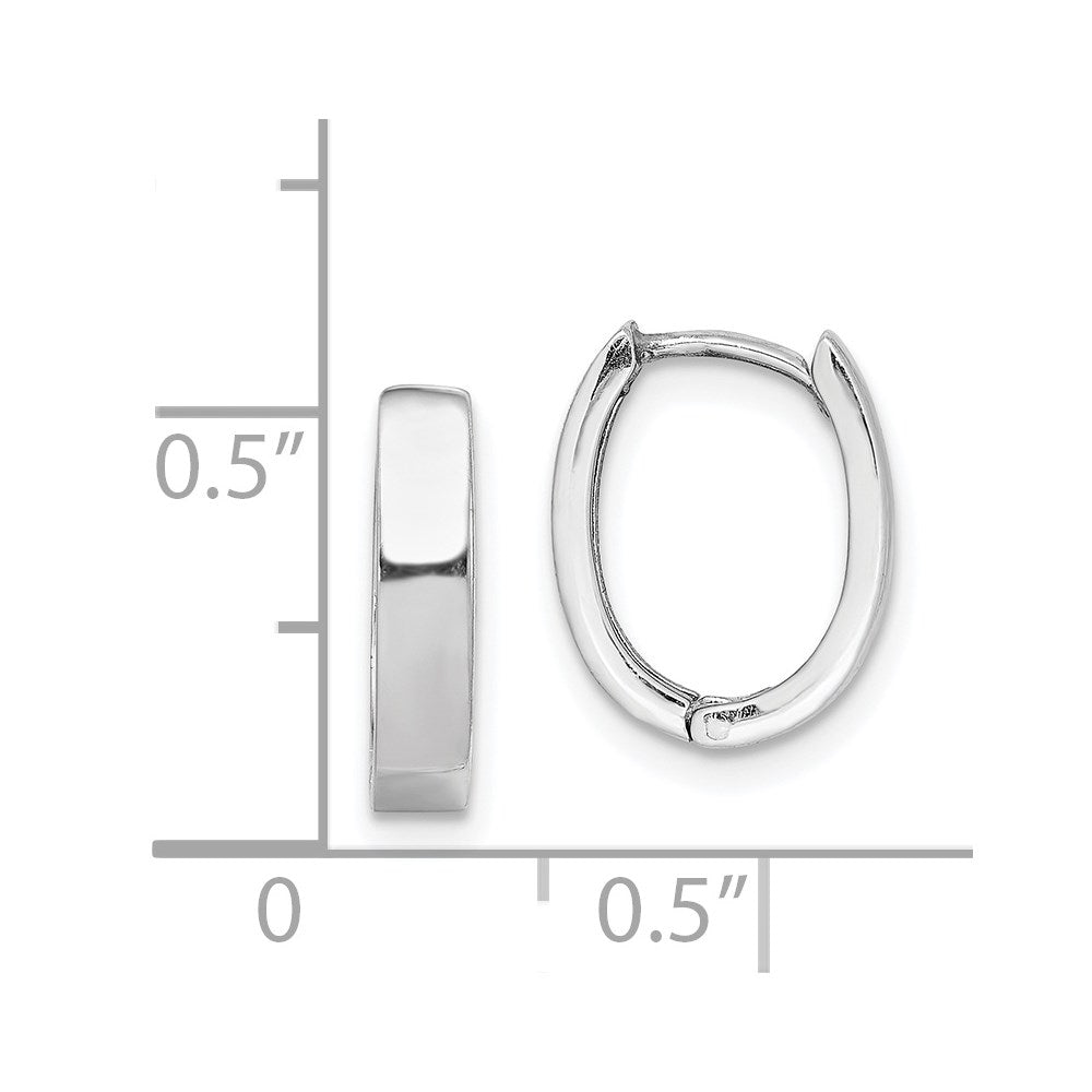 Sterling Silver Rhodium Polished Hinged Hoop Earrings