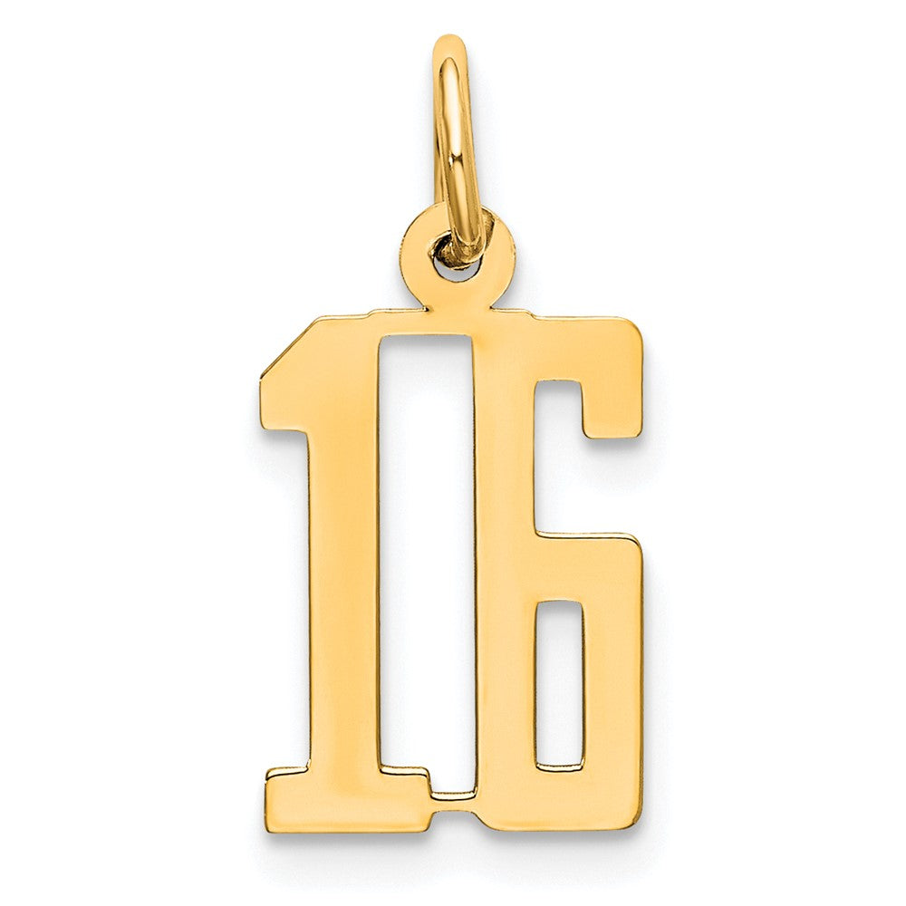 Sterling Silver/Gold-Plated Elongated Number 16 Charm