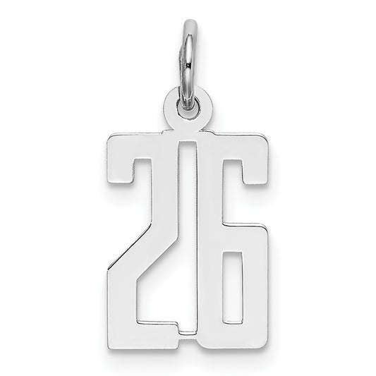 Sterling Silver/Rhodium-plated Elongated Number 26 Charm