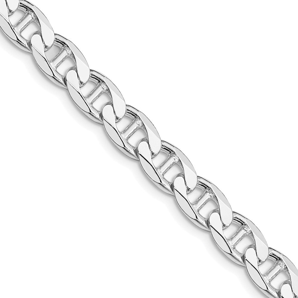 Sterling Silver Rhodium-plated 7.4mm D/C Flat Anchor Curb Chain