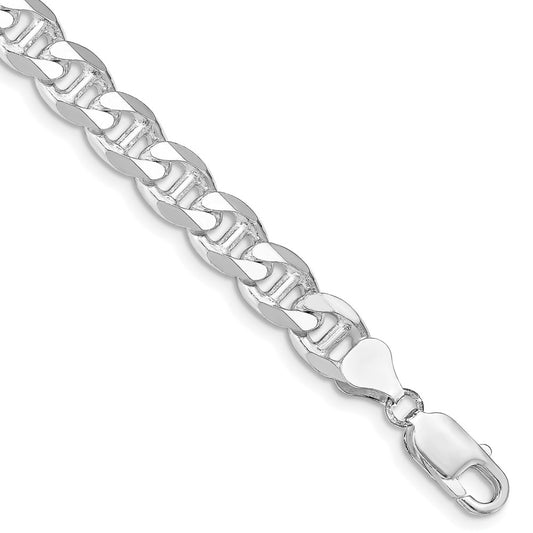 Sterling Silver Rhodium-plated 8.25mm D/C Flat Anchor Curb Chain