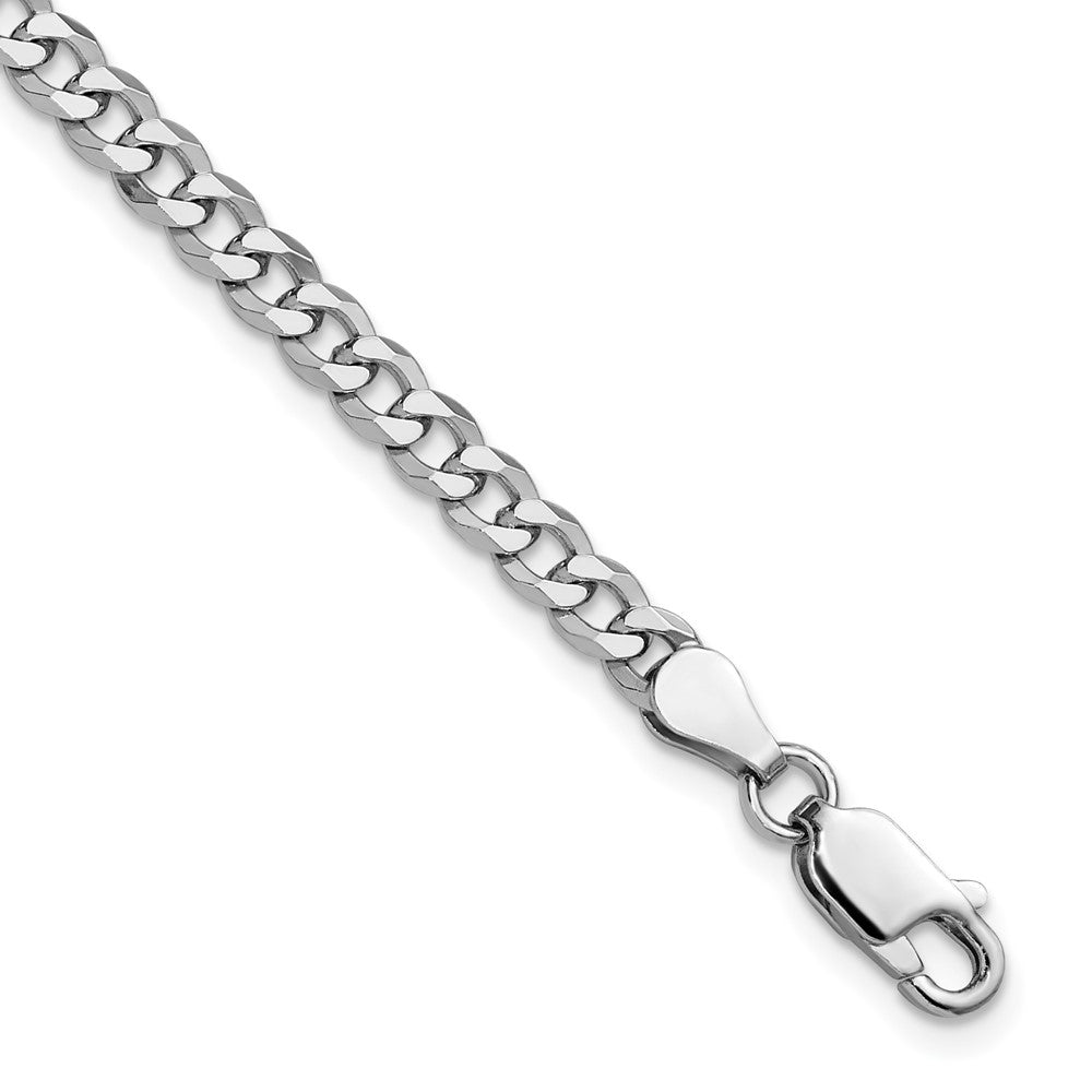 Sterling Silver Rhodium-plated 4mm Beveled Curb Chain