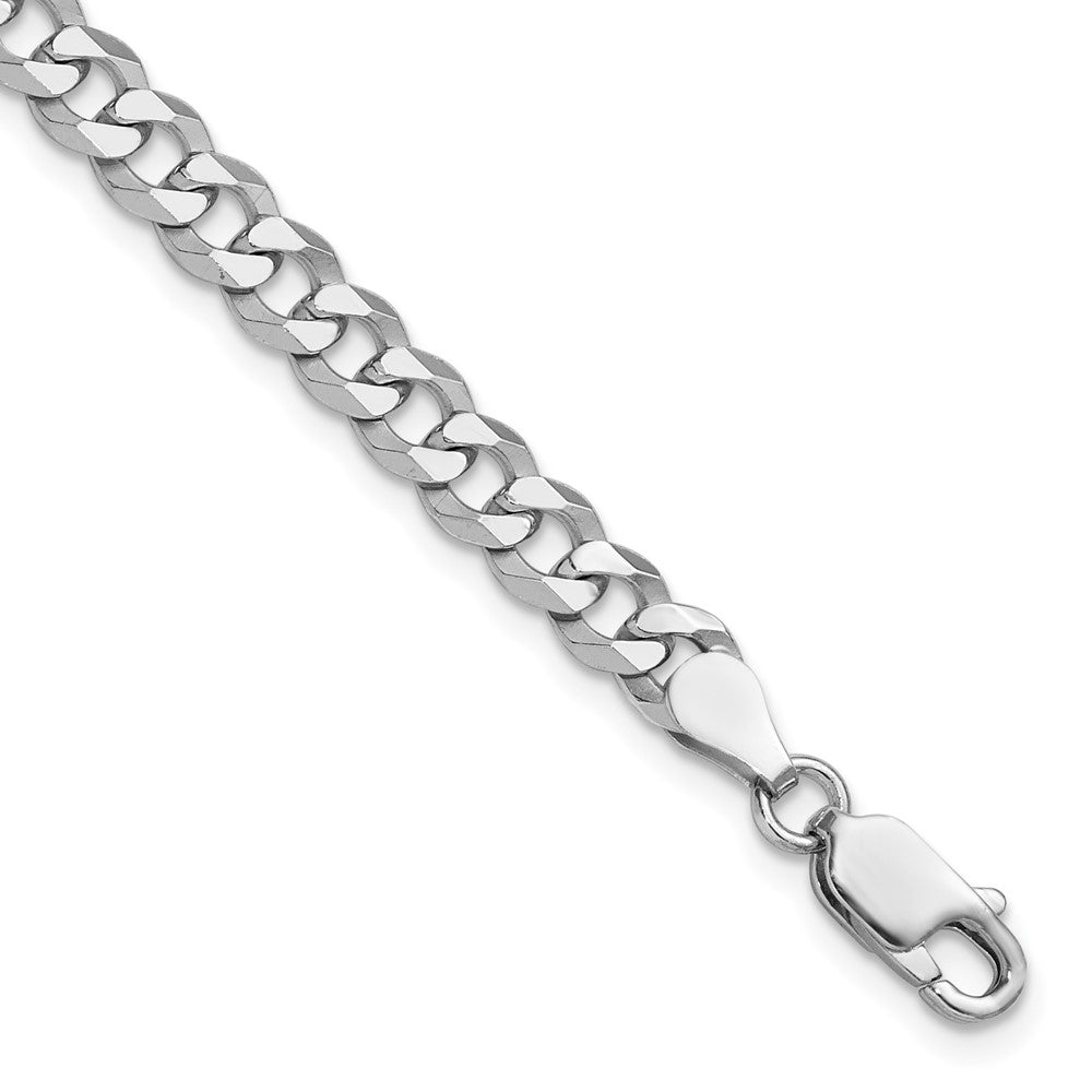 Sterling Silver Rhodium-plated 5mm Beveled Curb Chain