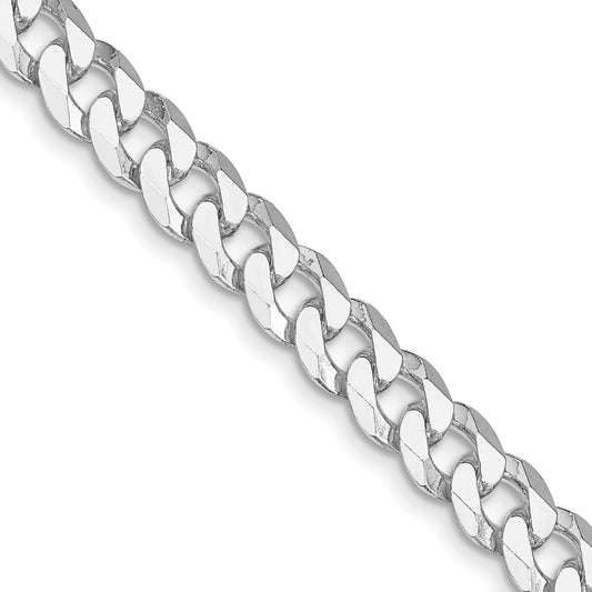 Sterling Silver Rhodium-plated 7mm Beveled Curb Chain