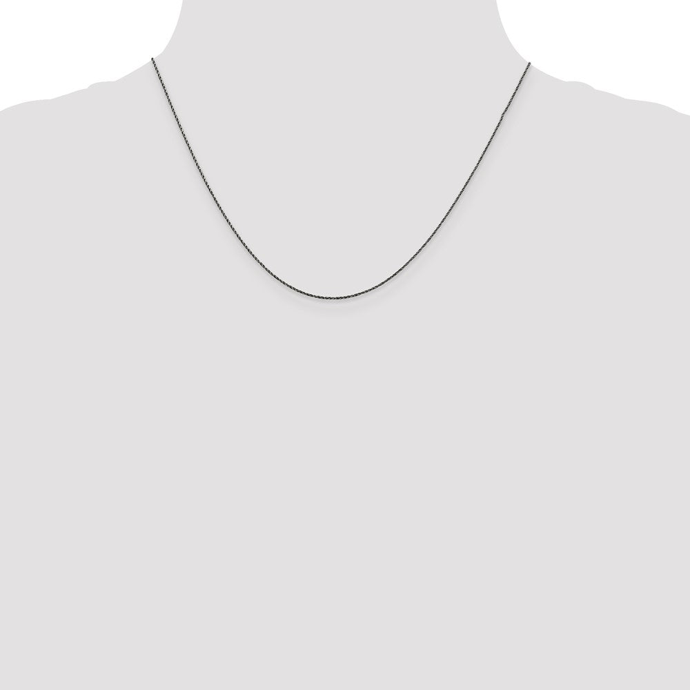 Sterling Silver Ruthenium-plated .75mm Twisted Tight Wheat Chain