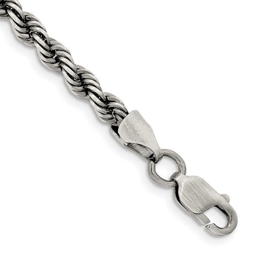 Sterling Silver Ruthenium-plated 4.5mm Rope Chain