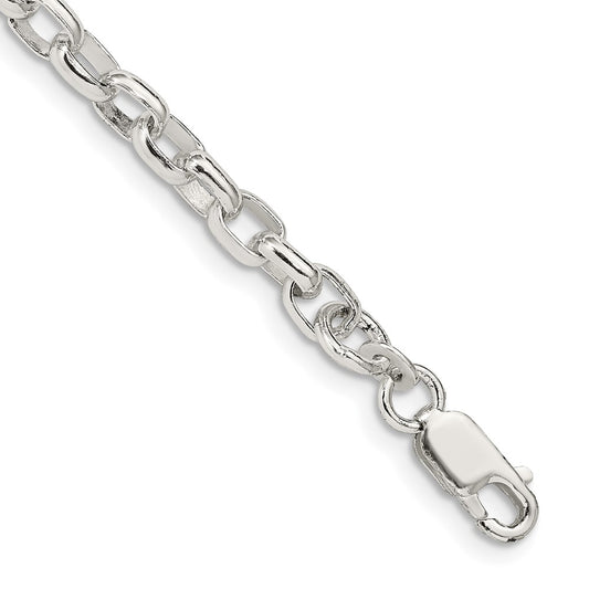 Sterling Silver 4.4mm Oval Fancy Rolo Chain
